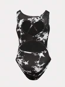 SHEIN Tween Girls' Casual Tie-Dye Print Jumpsuit Activewear - Black - View 5