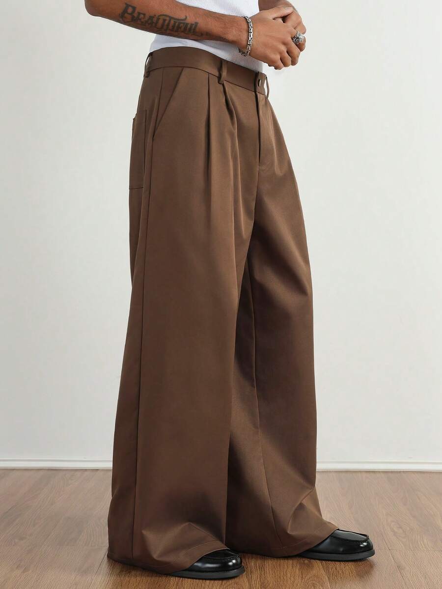 TOKVUE Quần âu nam trơn màu - màu nâu - Xem 1