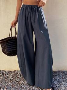 DAZY Women's Loose Drawstring Waist Elastic Waist Carrot Pants, Casual Street Style, Spring/Autumn - Navy Blue - View 5