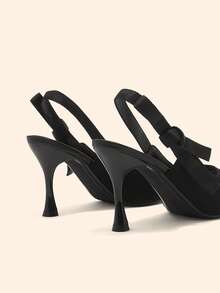 CUCCOO BASICS Zapatos de tacón con punta puntiaguda y decoración de lazo, elegantes y de moda para fiestas - Negro - Ver 9