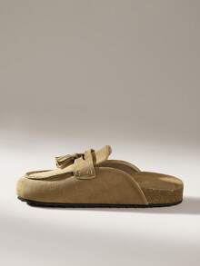 Solecia Women's Casual Slip-On Mules With Tassel Design - Khaki - View 3