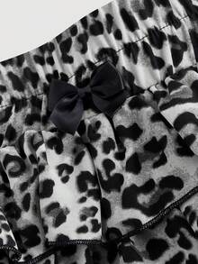 Baby Girl Cute Leopard Print Ruffle Hem Shorts, Versatile For Summer - Black - View 3