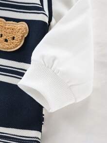 SHEIN Playful Pals 男婴三件套：衬衫、针织背心和休闲裤，英伦风，秋冬季