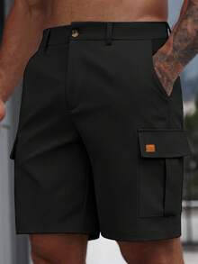 Manfinity RelaxMax Men's Casual Loose Cargo Shorts With Pockets - Black - View 1