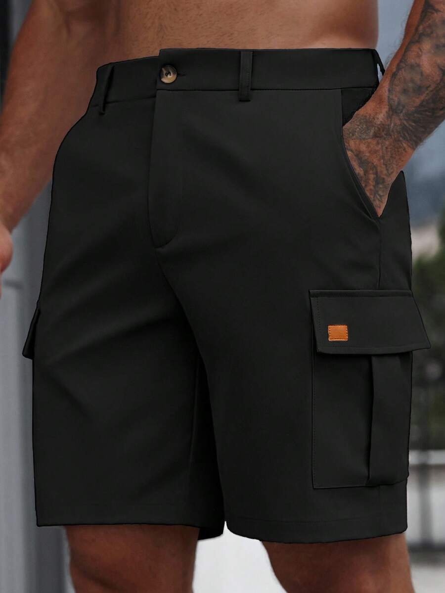 Manfinity RelaxMax Men's Casual Loose Cargo Shorts With Pockets - Black - View 1