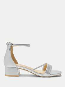 CUCCOO CURVES 女士黑色时尚水钻绑带宽楦凉鞋 - 銀色 - 查看 7