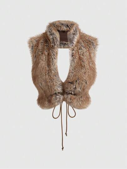 ROMWE Avant Top corto sin mangas con estampado animal, hebilla y peludo, estilo Y2K