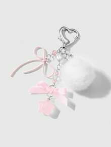 ROMWE Kawaii 1 Stück süßer und stilvoller Silberstern, weiße Kunstperle, rosa Kunstkristall, Cut Out Schleife, Harz-Sternanhänger zum Selbermachen als Schlüsselanhänger, Taschenanhänger, Becherhänger, Handyanhänger, inklusive Handyhalter-Aufkleber, geeignet für Frauen, Mädchen, Alltagsgebrauch, Geschenk zu Feiertagen - Rosa -1 - Übersicht 8