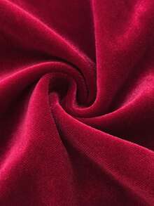 Elamini 酒红色丝绒露背旗袍连衣裙，性感收腰修身连衣裙，秋冬款 - 酒紅色 - 查看 3