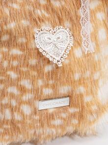 ROMWE Kawaii 1个可爱女孩毛绒单肩包，秋冬季毛绒小鹿单肩包，学生妹秋冬圣诞小鹿包 - 淺棕色 - 查看 3