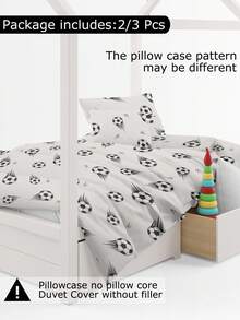 SHEIN Kids Soft Duvet Cover Set With Lovely Football Pattern - Best Luxury 2/3 Pieces Quilt Comforter Cover Bedding Set - Includes 1 Duvet Cover And 1/2 Pillowcases - Cheap And High Quality For Twin King Single Queen Double Full Sizes Love Valentine - Multicolor - View 5