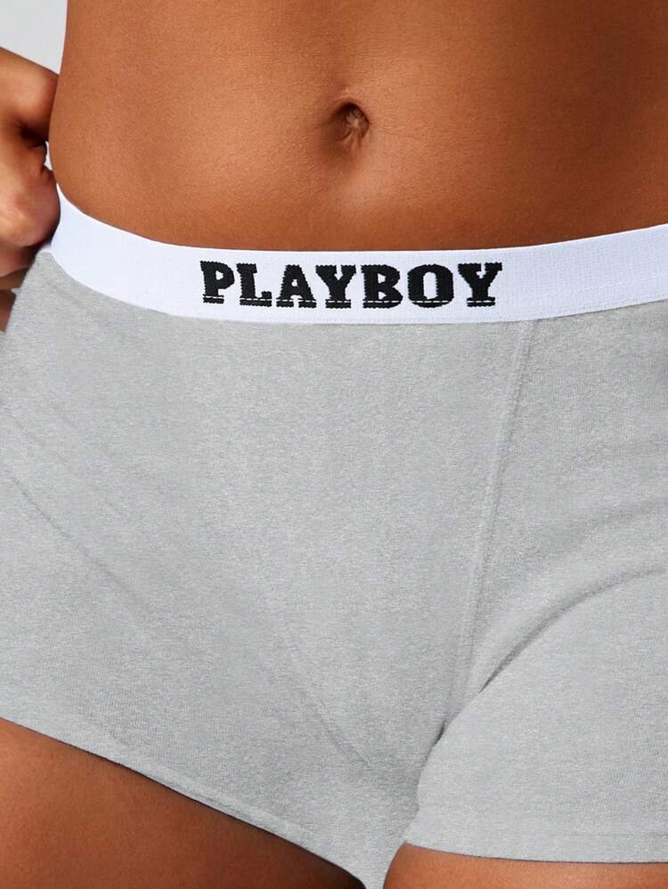 Missguided x Playboy Branded Boyshorts Cotton Boxer Brief Underwear With Logo Waistband Intimate Apparel Comfortable Loungewear