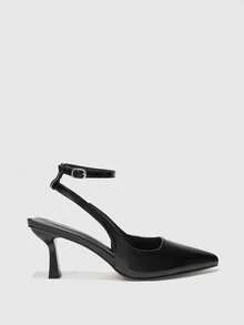 CUCCOO BIZCHIC Women's Pointed Toe Buckle Design Everyday Versatile Fashion High Heels - Black - View 2