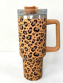 Bình giữ nhiệt Leopard 40oz có nắp, tay cầm và vành, bằng thép không gỉ, cách nhiệt chân không, thích hợp đựng cà phê đá, trà nóng và lạnh, đồ uống, dùng cho hoạt động ngoài trời và cắm trại. - Màu Khaki - Xem 2