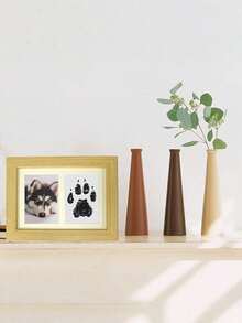 1 Piece Of Pet Claw Print (Black, White, Wood Color) Commemorative Photo Frame For Table Dogs, Cat Footprints Handmade DIY Gifts Free Printing Table Handprint Frame - Multicolor - View 11