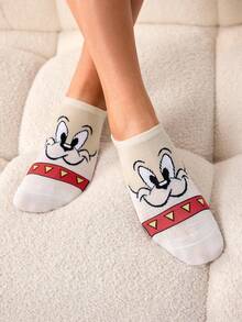 TOM & JERRY X SHEIN 5Pairs Soft Thin Breathable Women Invisible Socks Moisture-Wicking Low Cut No-Show Socks Fashionable Casual Cute Cartoon Multicolor Boat Socks For Spring & Summer,Graphics Socks,Unisex Men - Multicolor - View 8