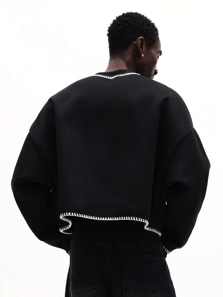 Crew Neck Sweatshirt With Contrast Stitching