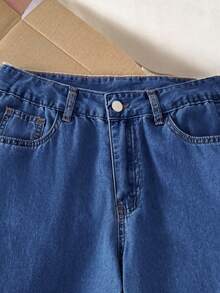 Comfortcana Women's Casual Fashion Street Chic Daily Commute Bow Tie Slit Loose Wide Leg Jeans, Summer - Dark Wash - View 6