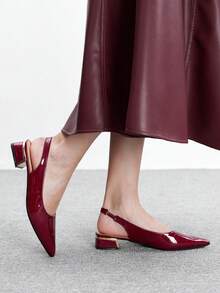 CUCCOO BIZCHIC Zapatos de tacón de punta fina versátiles para mujer - Burdeos - Ver 4