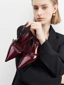 CUCCOO BIZCHIC Women's Pointed Toe Buckle Design Fashionable High Heels, Versatile For Daily Wear Valentine's Day