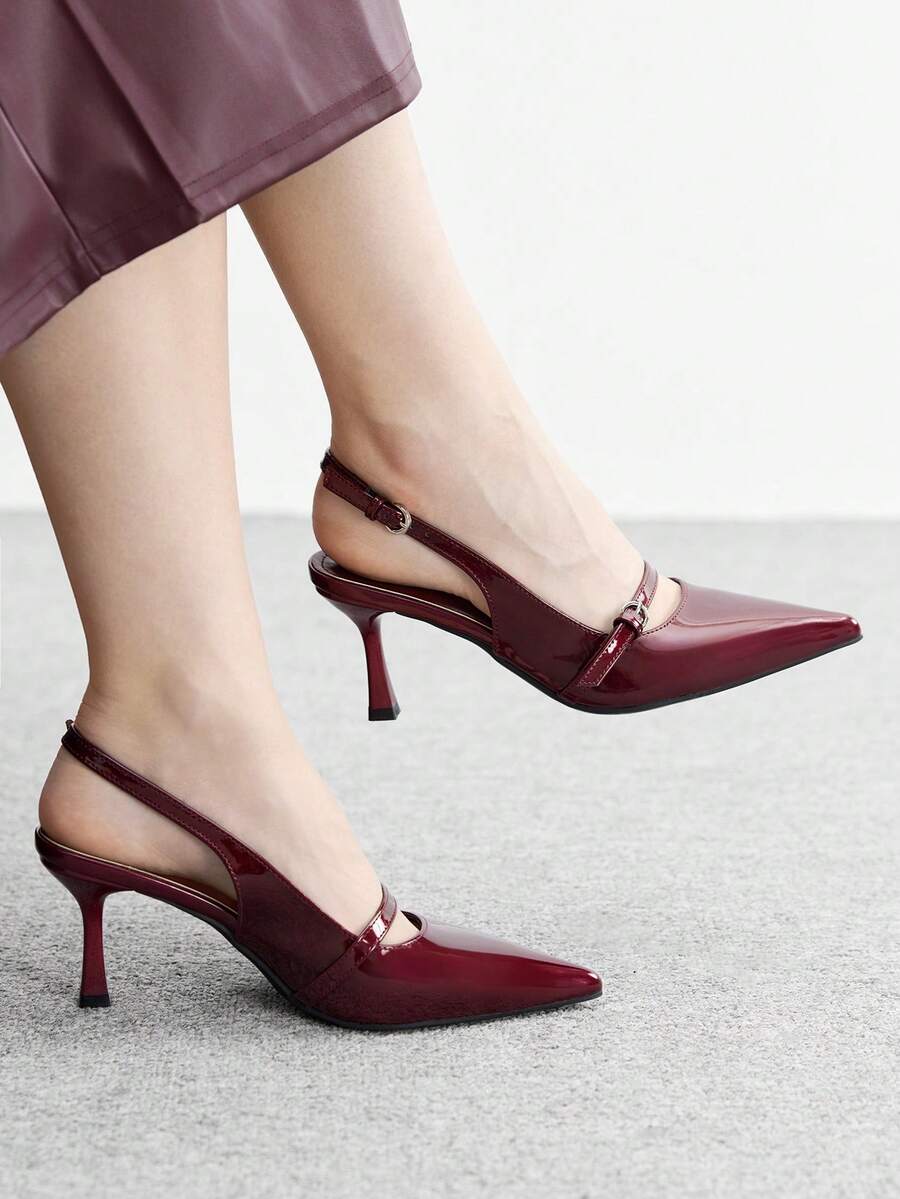 CUCCOO BIZCHIC Women's Pointed Toe Buckle Design Fashionable High Heels, Versatile For Daily Wear Valentine's Day