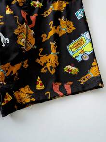 SCOOBY-DOO X SHEIN Men's Casual Comfortable Dog Print Trunks, Summer - Black - View 3