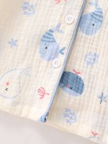 2pcs/Set Baby Boys Comfy Whale Printed Collar Cardigan Long Sleeve Top & Pants Casual Lounge Set Cotton Pajamas Baby Pajama Set Newborn Cotton Clothes Baby Clothes Baby Pajamas Cotton Baby Pajamas Fall Winter - Apricot - View 5