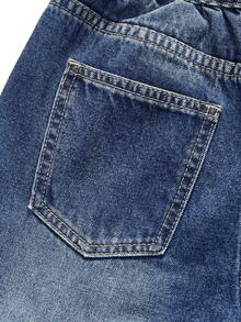 SHEIN ChillGRL Tween GirlsCasual Basic Comfortable Elegant Fresh Wide Leg Loose Fit Pure White Jeans - Medium Wash - View 5