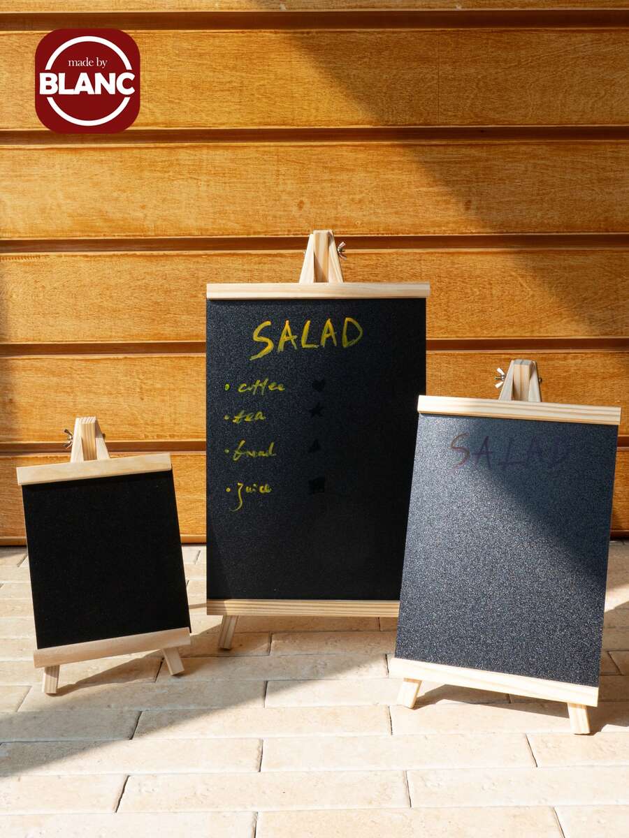 Madebyblanc 1set Home Office Wooden Bracketed Small Chalkboard Milk Tea Shop Restaurant Creative Display Sign Bar Supermarket Price Signs Small Chalkboard Frame Chalkboard With Easel, Perfect Gift For Christmas, New Year And Birthday - Multicolor - View 1