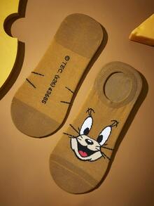 TOM & JERRY X SHEIN 5Pairs Soft Thin Breathable Women Invisible Socks Moisture-Wicking Low Cut No-Show Socks Fashionable Casual Cute Cartoon Multicolor Boat Socks For Spring & Summer,Graphics Socks,Unisex Men - Multicolor - View 12