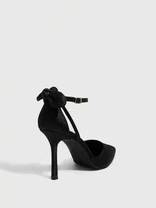 CUCCOO SZL Women's Pointed Toe Buckle Design Fashionable High Heels, Versatile For Daily Wear For Christmas - Black - View 4