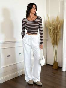 SHEIN Tall Camiseta interior térmica de cuello alto gruesa para mujer, versátil para primavera y verano/verano y verano - Marrón - Ver 4