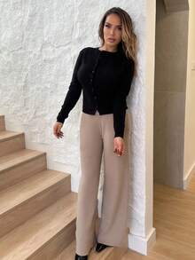 Manon Tanti Button Down Long Sleeve Sweater For Spring Y2K 90's Casual Cute Summer Holiday Airport Fall Autumn Winter Everyday Christmas Work Office Thanksgiving Chic - Black - View 5
