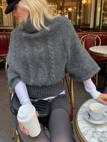 Chiquease 女士秋冬新款设计感高端休闲优雅百搭显瘦焕颜复古时尚麻花针织蝙蝠袖毛衣