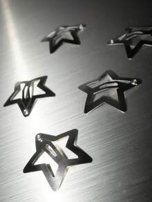 Y2Kool 20pcs Star Shaped Hair Clips, 2000s Y2K Style Snap Grip Star Hairpins, Silver Metal Hair Accessories Suitable For Girls And Women - Silver - View 4
