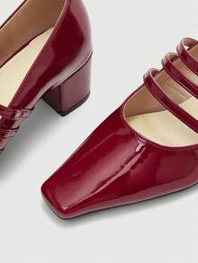 CUCCOO BIZCHIC 女士尖头搭扣设计时尚高跟鞋，适合日常穿着 - 紅色 - 查看 7