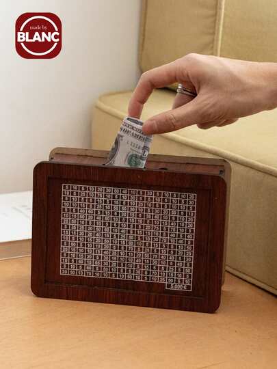 Madebyblanc 1 Hucha creativa DIY, se puede ensamblar por sí mismo, adorno de decoración del hogar, regalo de rompecabezas para niños, plan digital reutilizable, hucha de madera, adorno de escritorio, caja de almacenamiento de cambio, suministros de colocación de ahorros para vacaciones