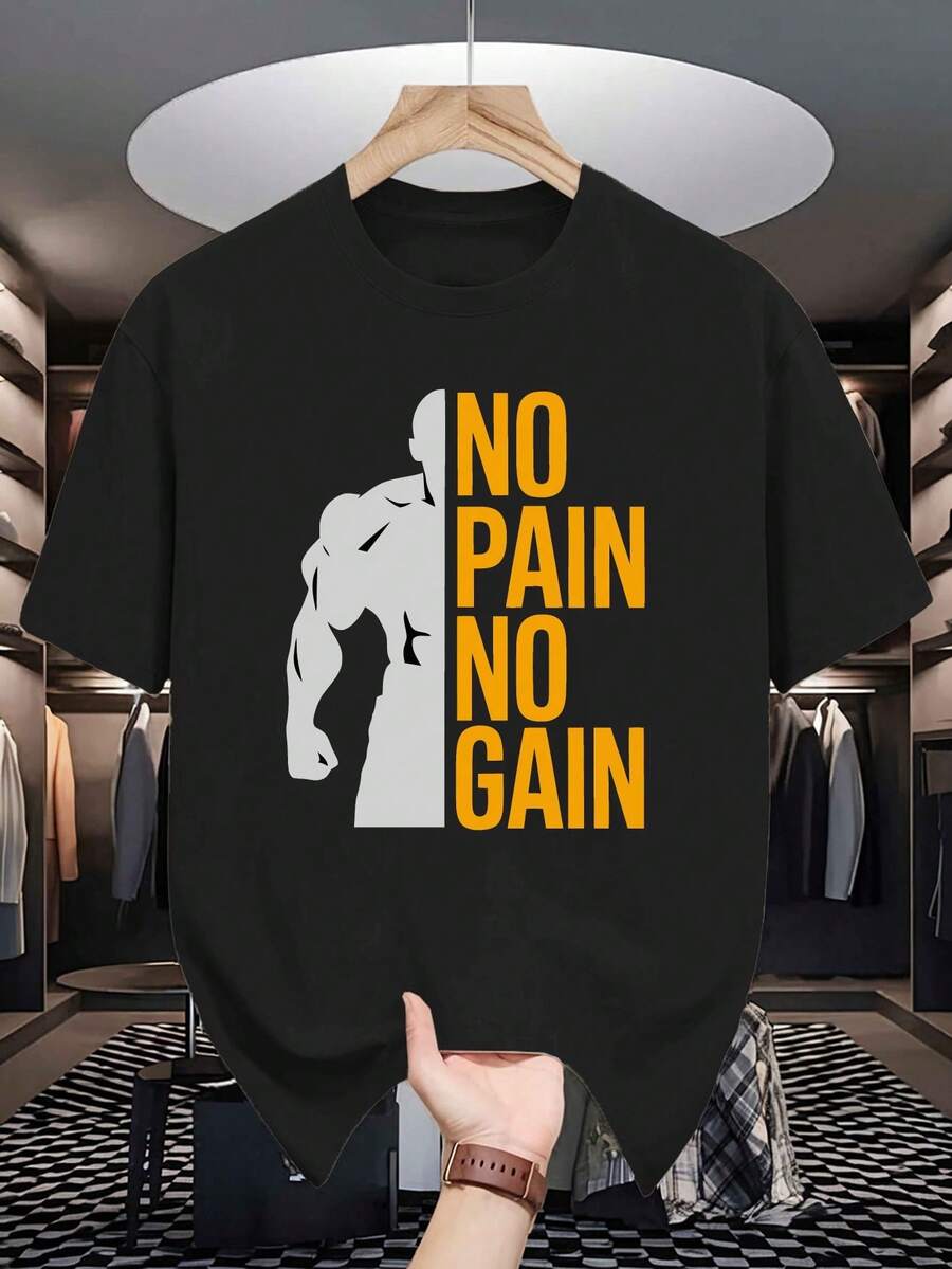 Camiseta de manga corta con cuello redondo para hombre, moda urbana, que combina con todo, primavera y verano, camisa basica estampada de ariba abajo - Negro - Ver 1