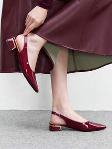 CUCCOO BIZCHIC Zapatos de tacón de punta fina versátiles para mujer - Burdeos - Ver 5