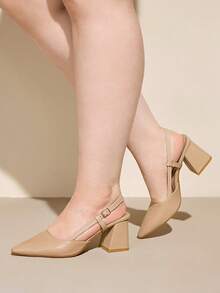 CUCCOO CURVES Zapatos de tacón de punta versátiles y de ajuste ancho para mujer - Albaricoque - Ver 5