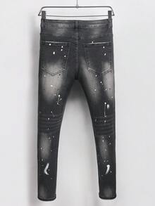 Manfinity Roughcore Jeans de verano casuales y versátiles con efecto desgastado de moda para hombres - Gris Oscuro - Ver 2