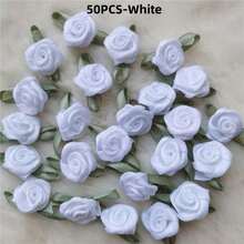 Rosas artificiales de satén hechas a mano, apliques de tela con rosetas para decoración de boda, manualidades y accesorios de costura - Multicolor - Ver 37