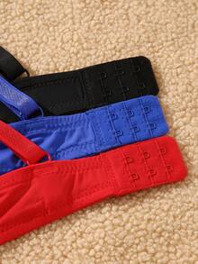 Set de 3 sujetadores con aros de diseño simple y unicolor para uso diario de mujeres - Multicolor - Ver 7