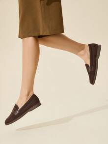CUCCOO BASICS Mocassins décontractés confortables en tricot de couleur café pour femmes, convenant pour le trajet, l'extérieur, les courses, le travail et le port quotidien - Marron - Voir 6