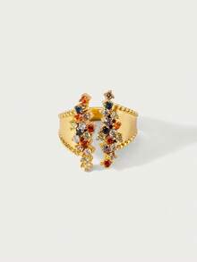 Glisma 1 chiếc nhẫn vàng có họa tiết, ánh kim, đính đá lấp lánh, thanh lịch, dễ thương, sang trọng, thích hợp cho công việc, tiệc tùng, thường ngày, đám cưới, kỳ nghỉ, du lịch, cắm trại, phong cách Y2K, dành cho mẹ, phụ nữ, bé gái, lễ hội, kỳ nghỉ, du lịch, người giàu có lâu đời, (Màu ngẫu nhiên) Quyến rũ/Sang trọng, Mùa hè/Bãi biển/Dạ hội Nhiều lớp/Đá quý/Hạt cườm/Pha lê, Mặt dây chuyền/Dày dặn - Nhiều màu - Xem 2