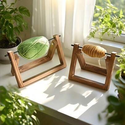 Madebyblanc Single Spinning Yarn Holder Wooden Desktop Organizer Perfect For Knitting Crocheting Storage Space Saving Craft Supplies Gift For Crafters Yarn Lovers Home Fabric Organization Essential