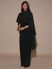 SHEIN BAE Đầm đuôi cá màu trơn thanh lịch dành cho nữ, thích hợp cho mùa hè. - màu đen - Xem 6