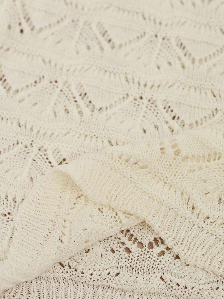 CONTRAST TRIM SLEEVELESS POINTELLE KNIT TOP