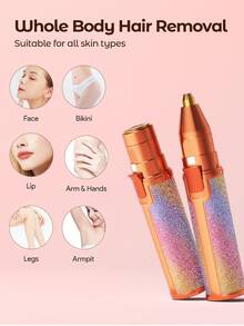 JMMO 无痛便携式脱毛器，二合一电动脱毛器，女性脱毛眉毛修剪器，适用于去除眉毛和唇部等面部毛发，可充电电动脱毛器 - 珊瑚粉 - 查看 4