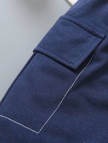 Young Boy's Casual Elastic Waist Shorts With Pockets, Summer